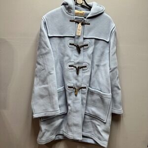 John Partridge Mens Long Duffle Coat Horn Toggles Blue Wool Blend 0471 Size 44